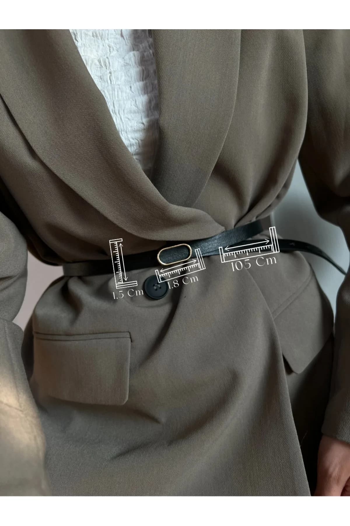 Ithal Oval Gold Tokalı Ince Kemer, Pantolon Kemeri, Gömlek Kemeri, Ceket Kemeri - SİYAH