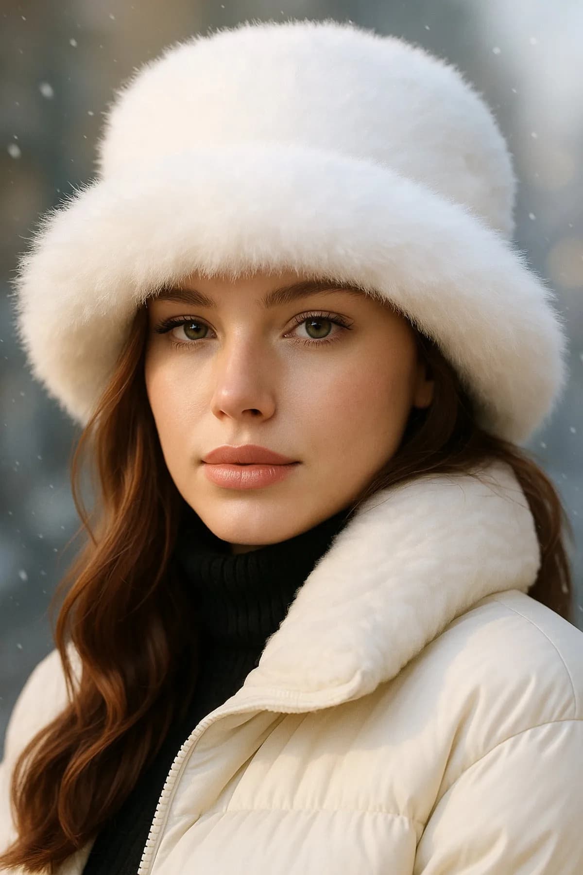 Ekru Kalın Peluş Kalpak Şapka Bere - Sıcak Tutan Şık Dış Mekan Soğuktan Koruma Spk1143 - Ekru44