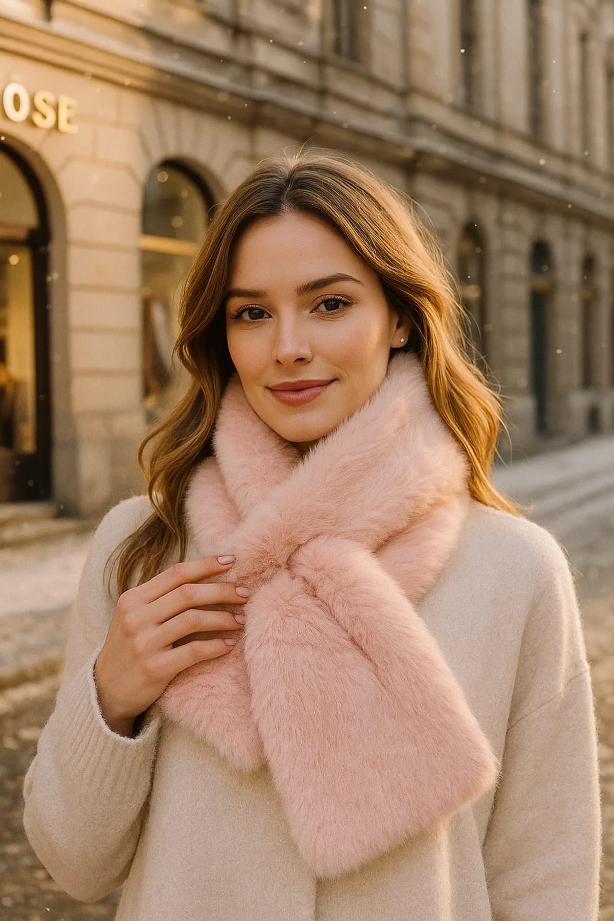 İthal Sıcak Tutucu Yumuşak Pembe Peluş Atkı - Şık Ve Konforlu Premium Boyunluk Aksesuarı Byn01-1 - Pembe