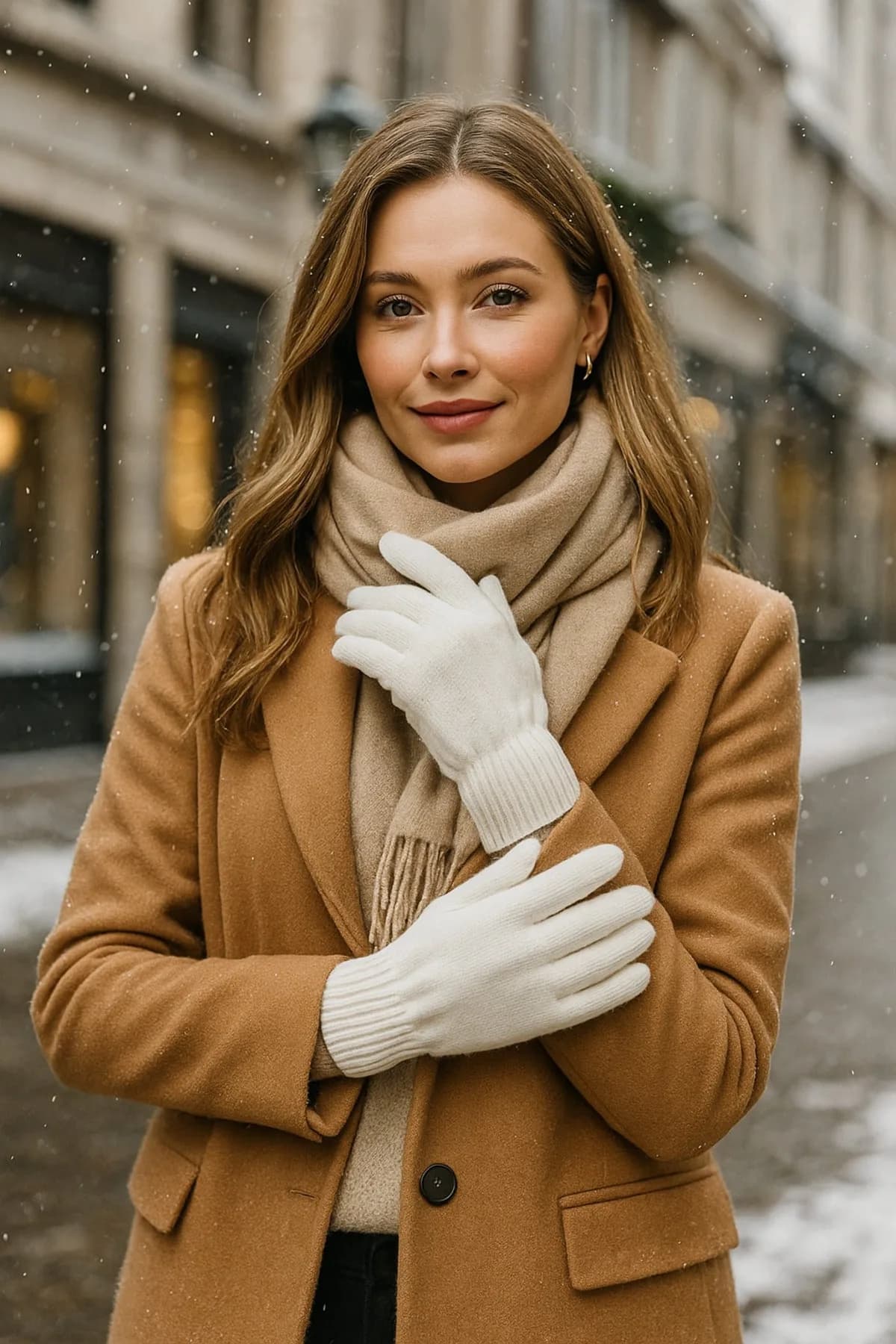 Unisex Ekru Örme Eldiven Eld01 - Ekkru