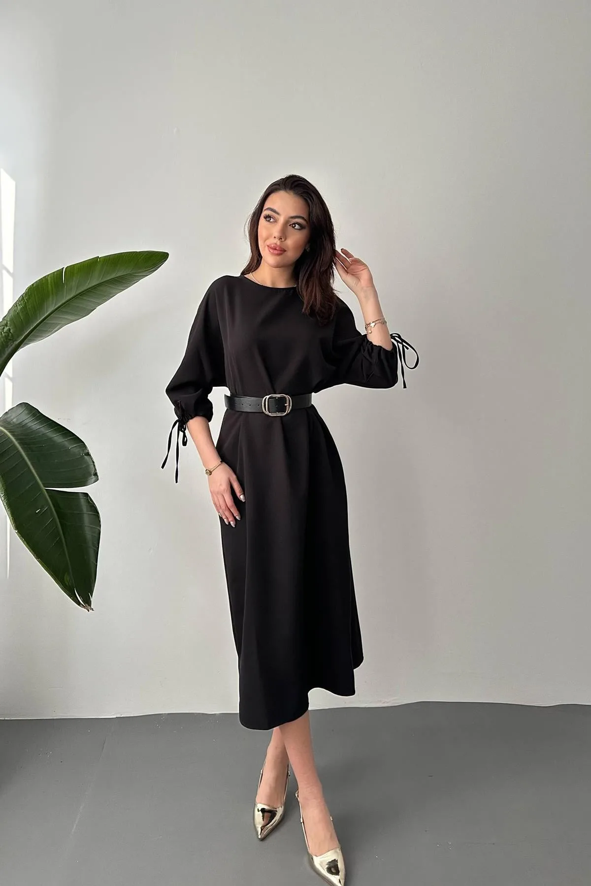 Siyah Topshop Yırtmaçlı Elbise - Siyah