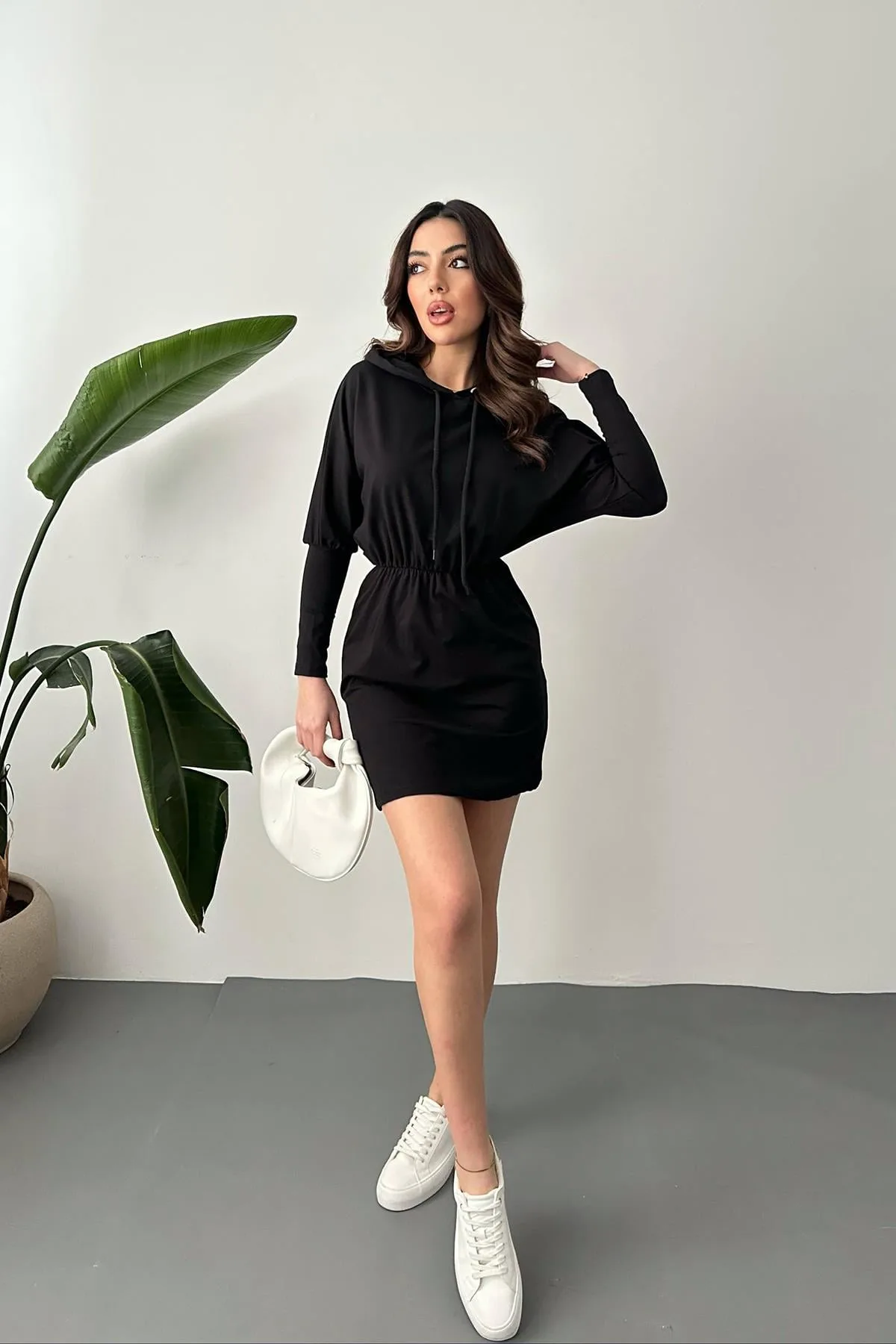 Siyah Sweatshirt Spor Elbise - Siyah