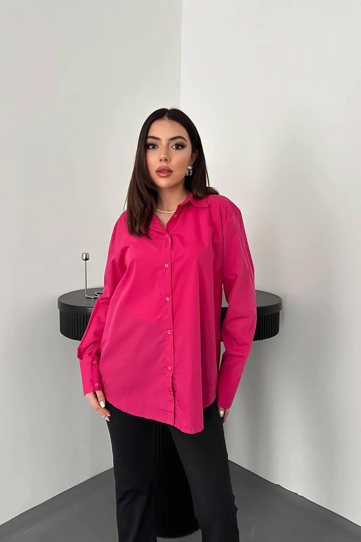 Fuşya Poplin Gömlek - Fuşya