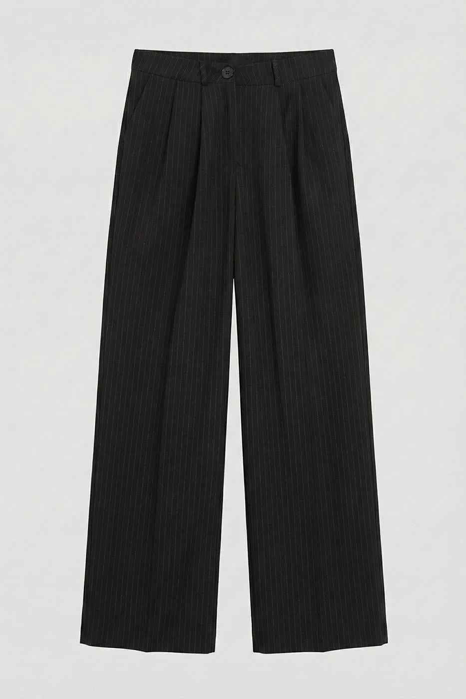 Straight Cut Loose Trousers - Black