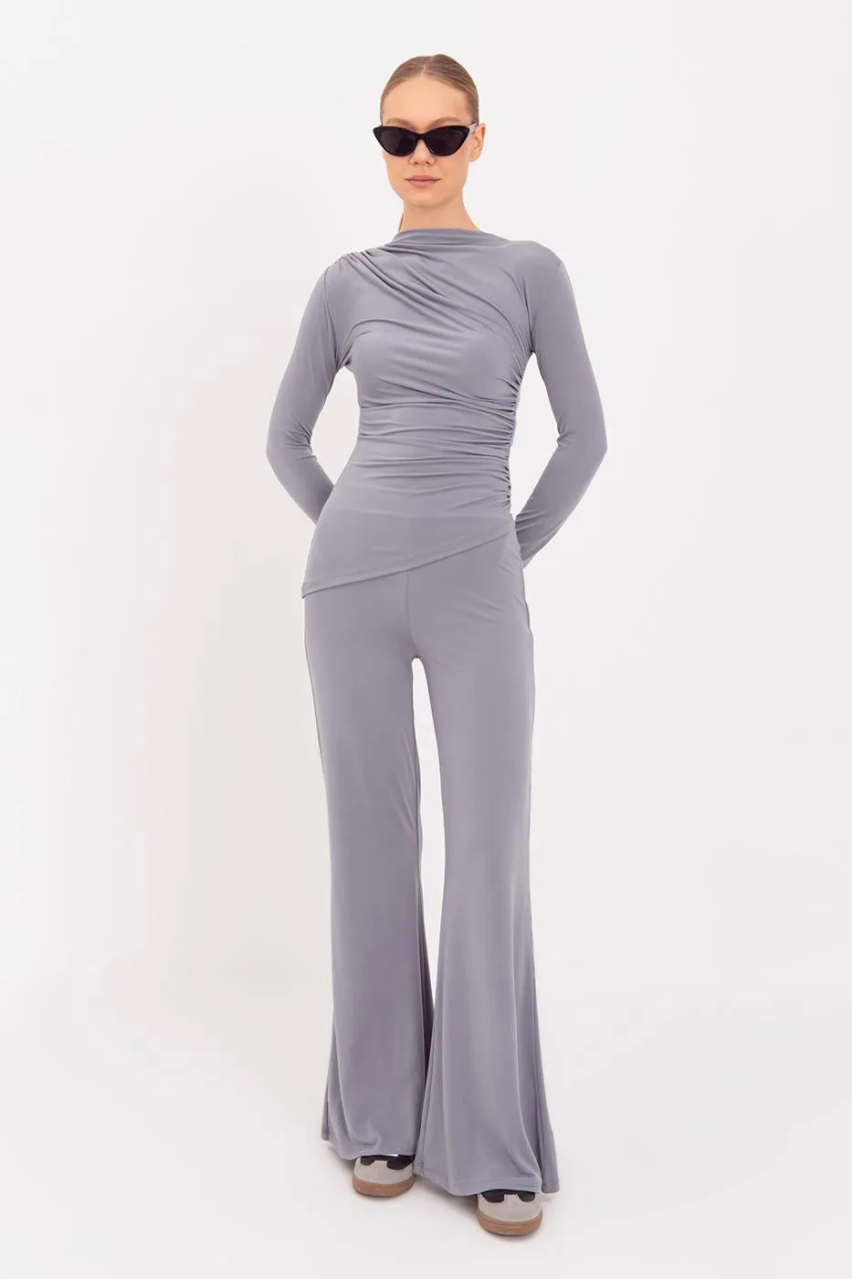 Flared Trousers - Grey