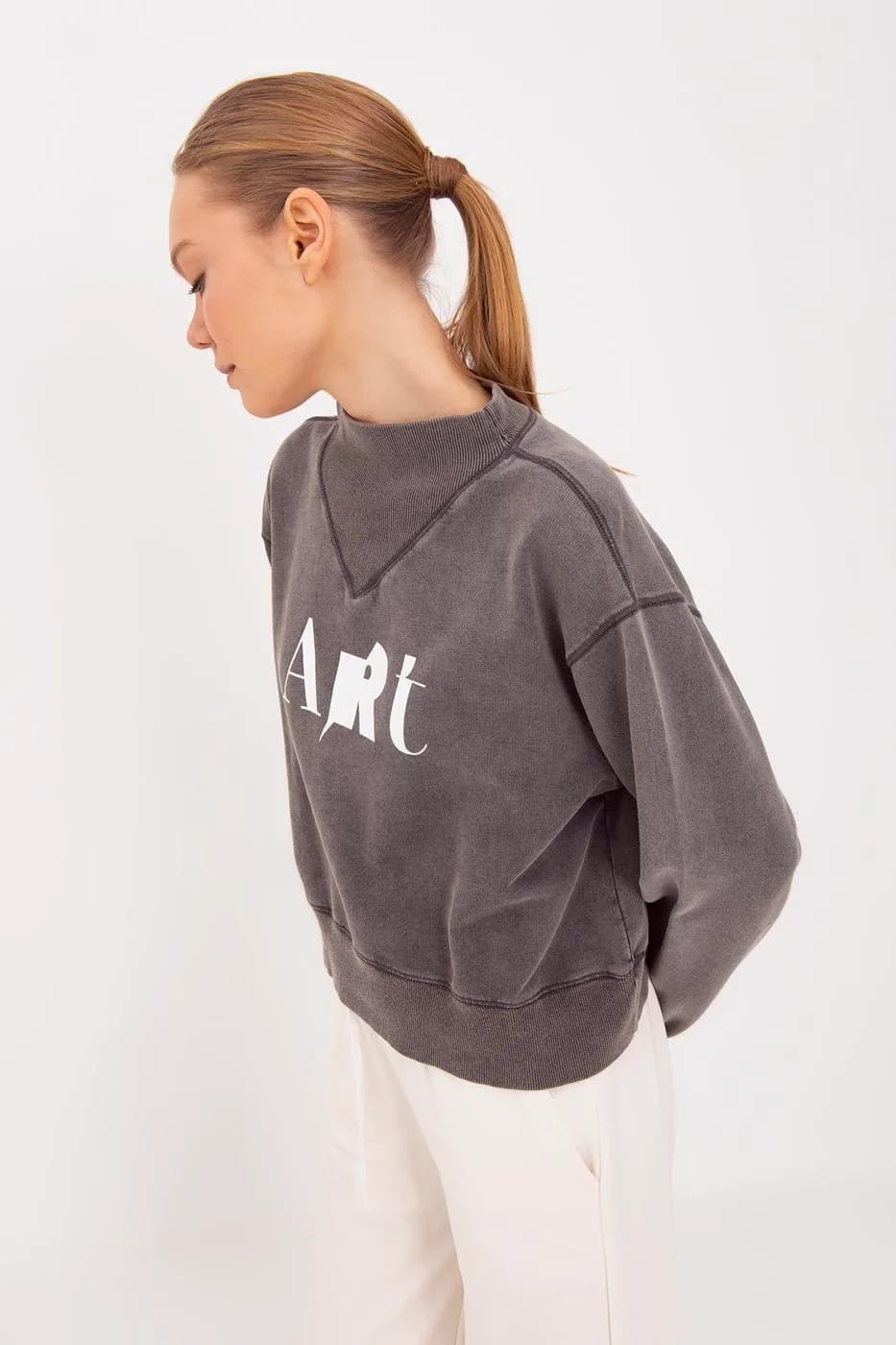 Washable Printed Sweatshirt - Anthracite