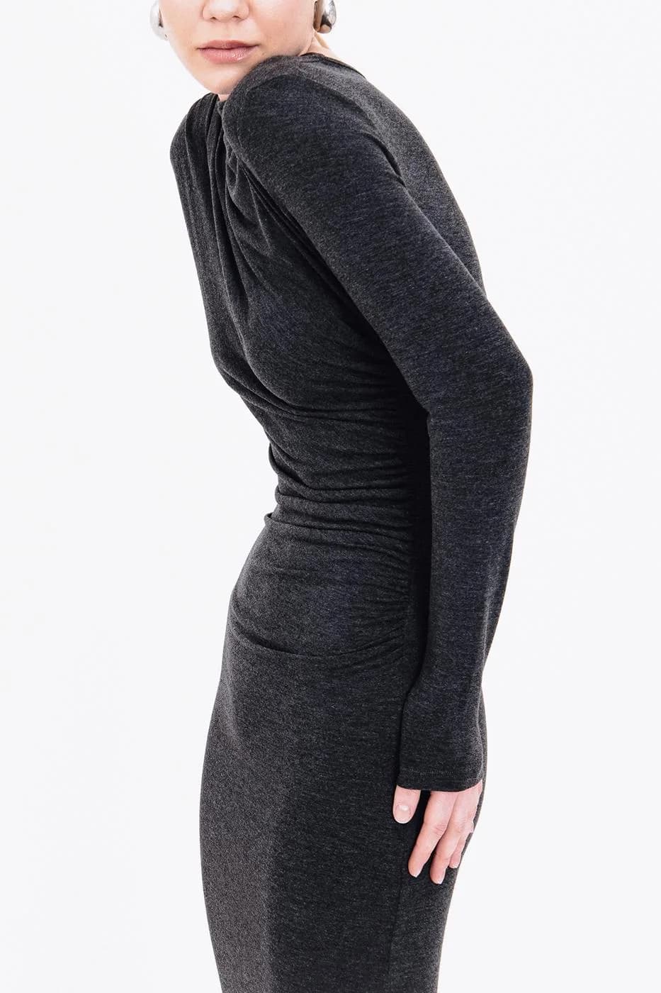 Draped Midi Dress - Anthracite