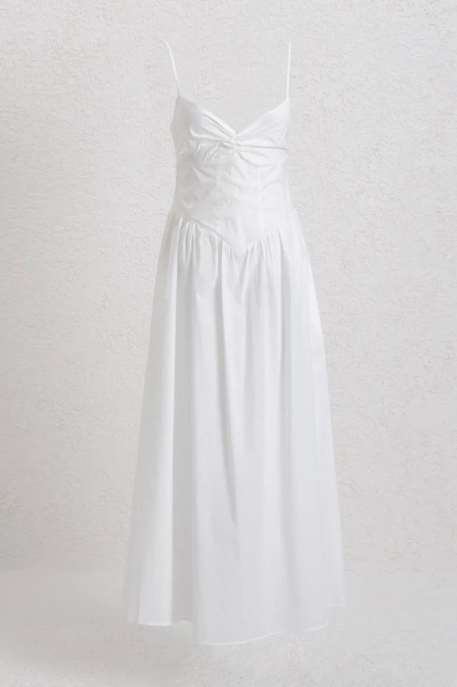 Strappy Bodice Midi Dress - White