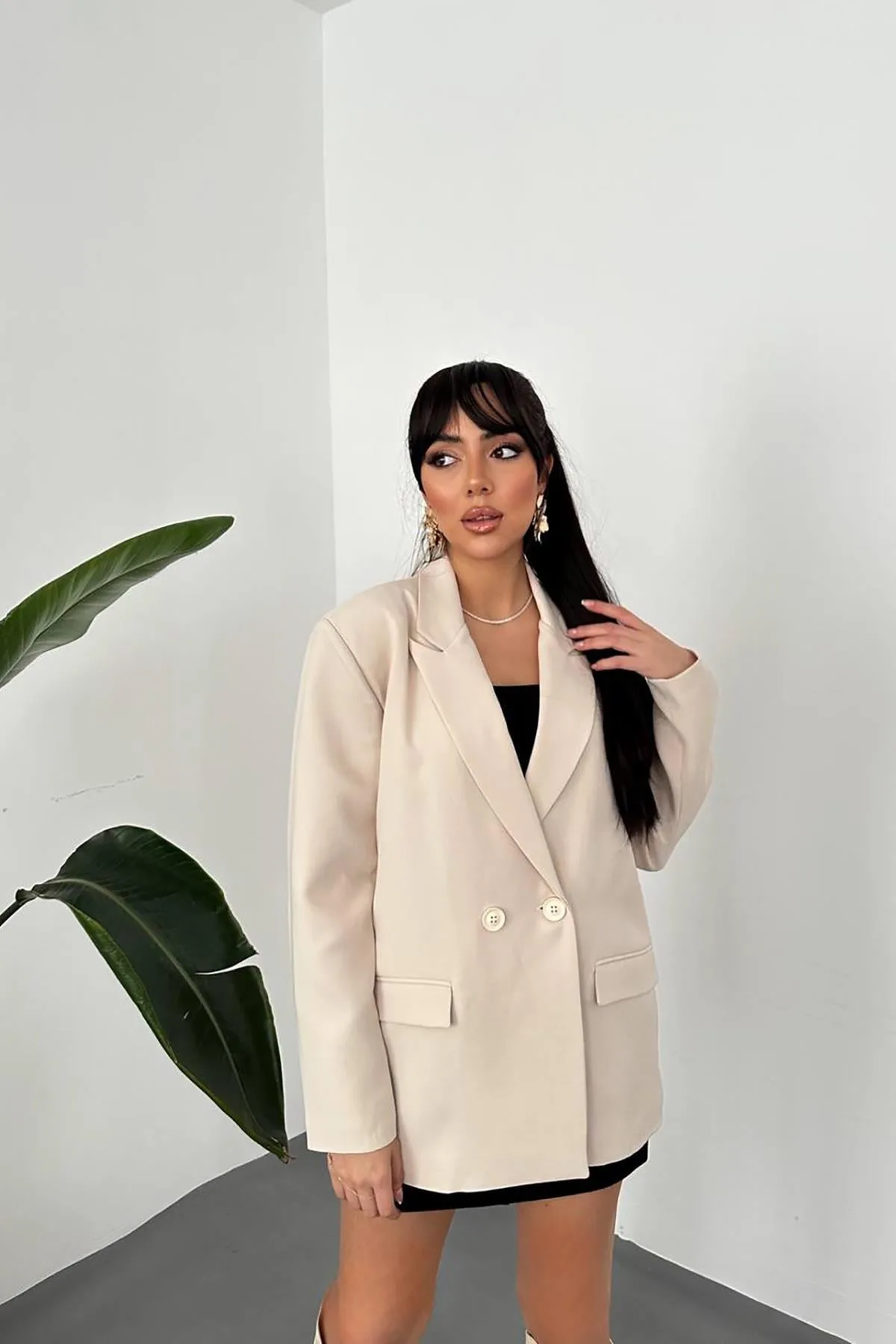 Bej Blazer Ceket - Bej