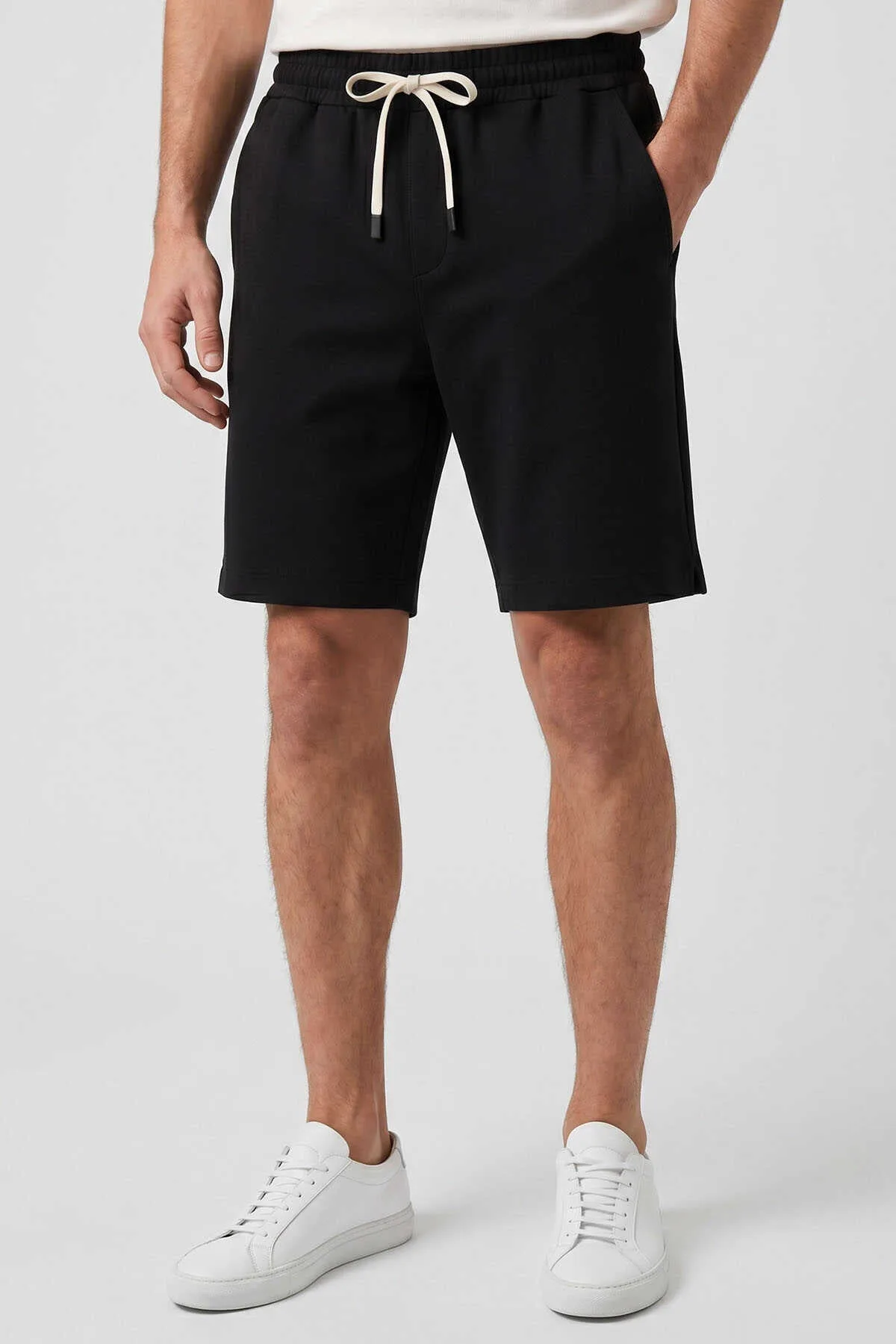 Tommylife Toptan Siyah Standart Fit Basic Arka Cepli Erkek Şort - 88314 - Siyah