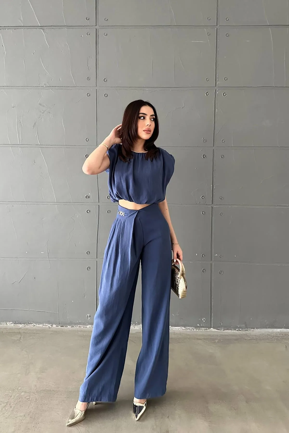 Lacivert Modal Bluz Ve Pantolon Takım - Lacivert