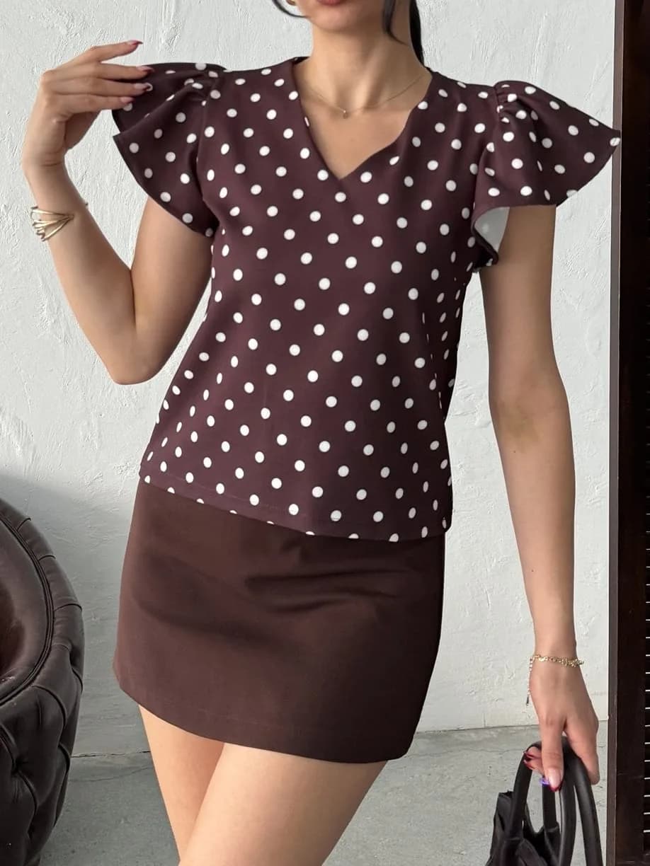 3142 PUANTİYELİ BLUZ - BLACK - SİYAH