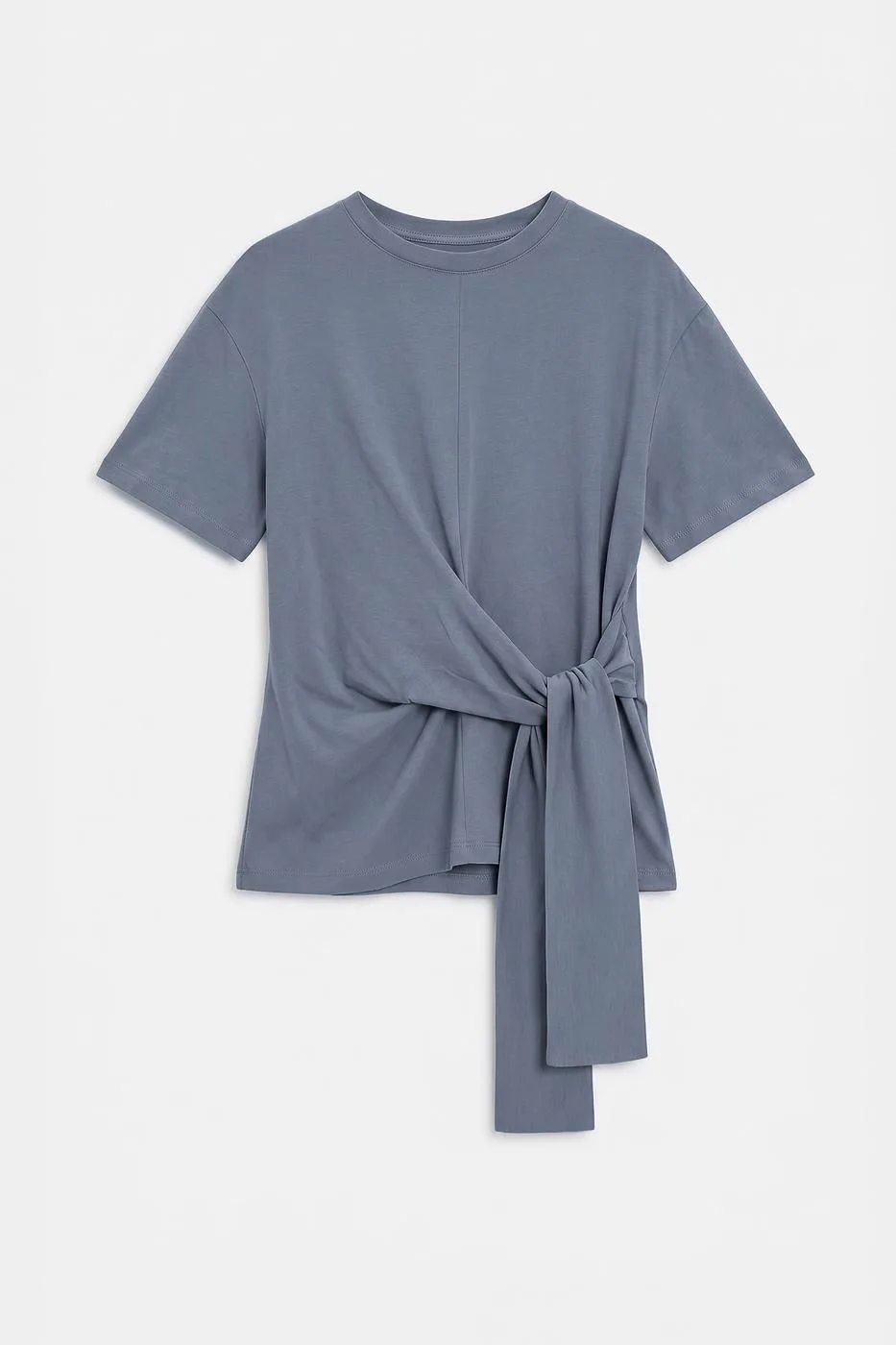 Knotted and Short Sleeve T-shirt - Grey