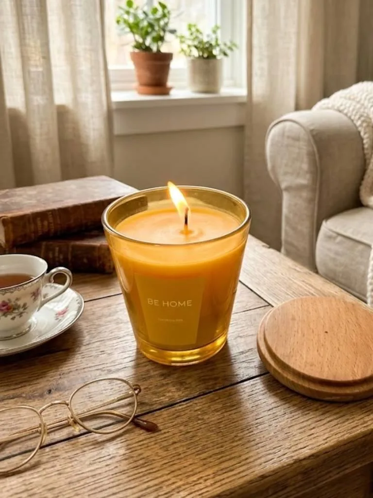 Be Home 160 Gr Ahşap Kapaklı Mum Sarı - SARI