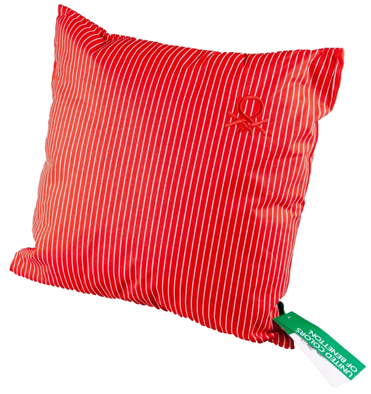 Benetton 100% Pamuk 45*45 Cm Çizgili Kırlent Dolu Kırmızı Çizgili - KIRMIZI