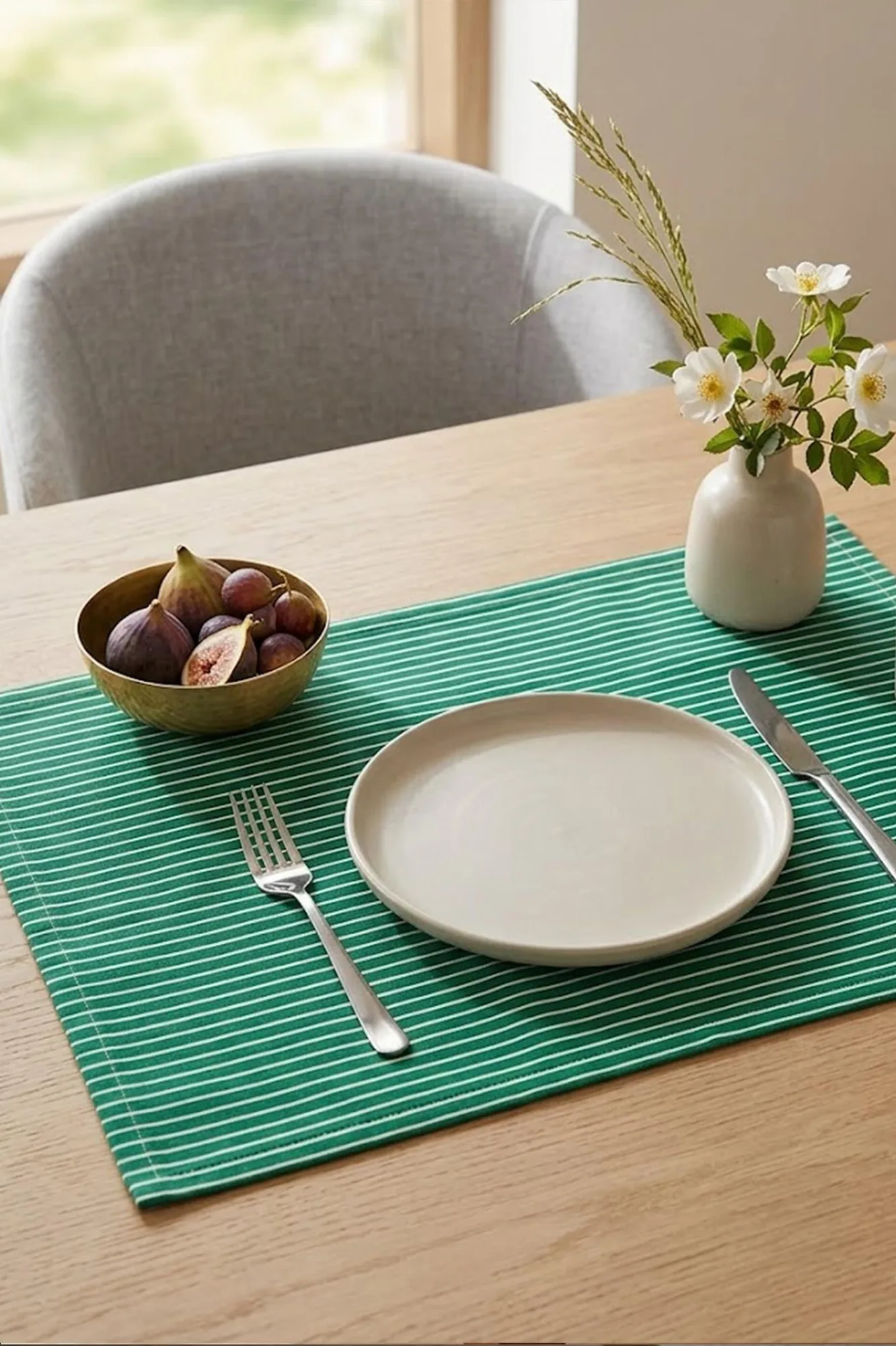 Be-28460-Gr Yeşil Amerikan Servis Çizgili 4 Lü 33,50 Cm - YEŞİL