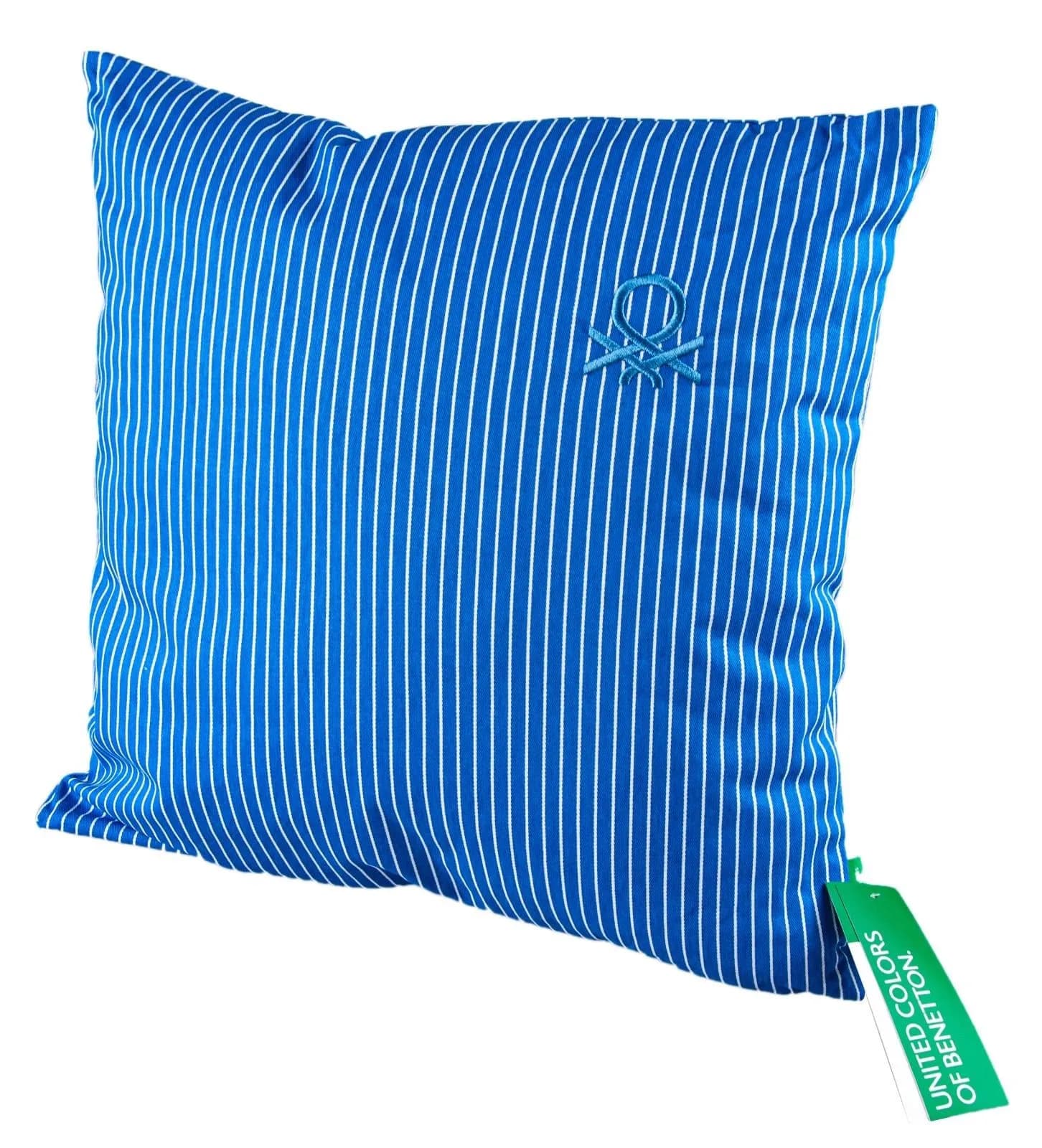 Benetton 100% Pamuk 45*45 Cm Çizgili Kırlent Dolu Mavi Çizgili - MAVİ