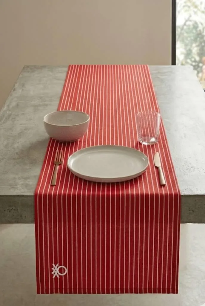 Be-28458-Rd %100 Pamuk Kırmızı Çizgili 40*140 Cm Runner - KIRMIZI