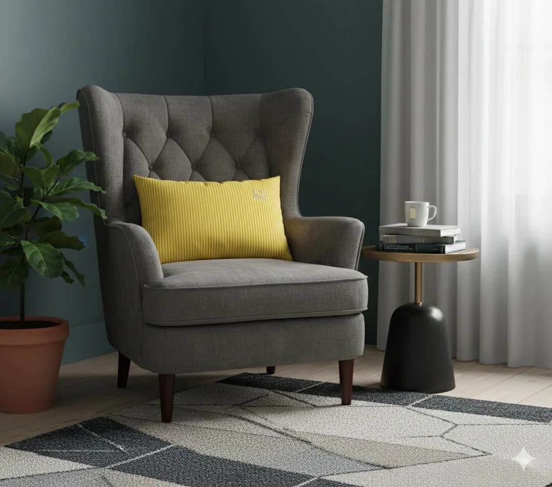 Benetton 100% Pamuk 35*50 Cm Çizgili Kırlent Dolu Sarı Çizgili - SARI