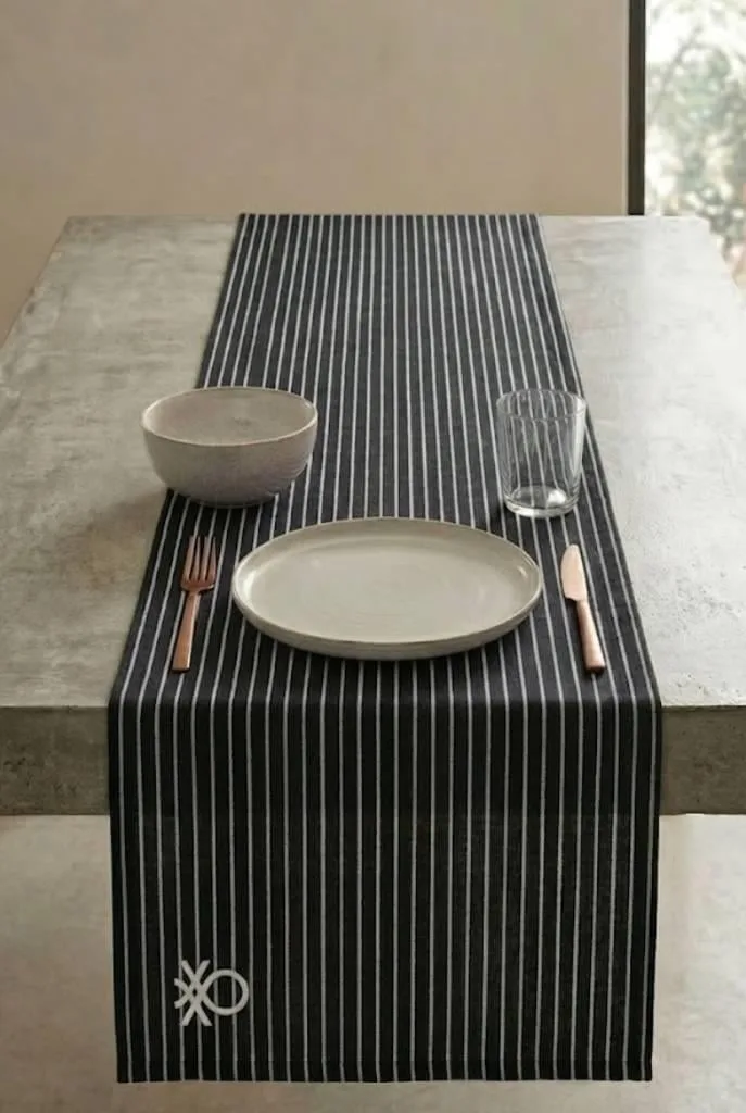 Be-28458-Bk %100 Pamuk Siyah Çizgili 40*140 Cm Runner - SİYAH