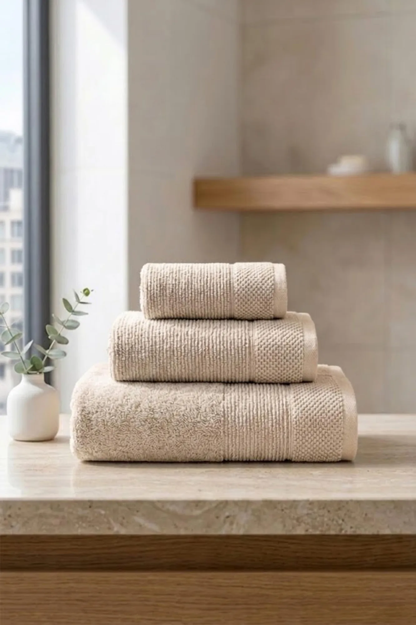 Be-0829-Bg %100 Pamuk Bej 70X140 Cm Banyo Havlusu - BEJ