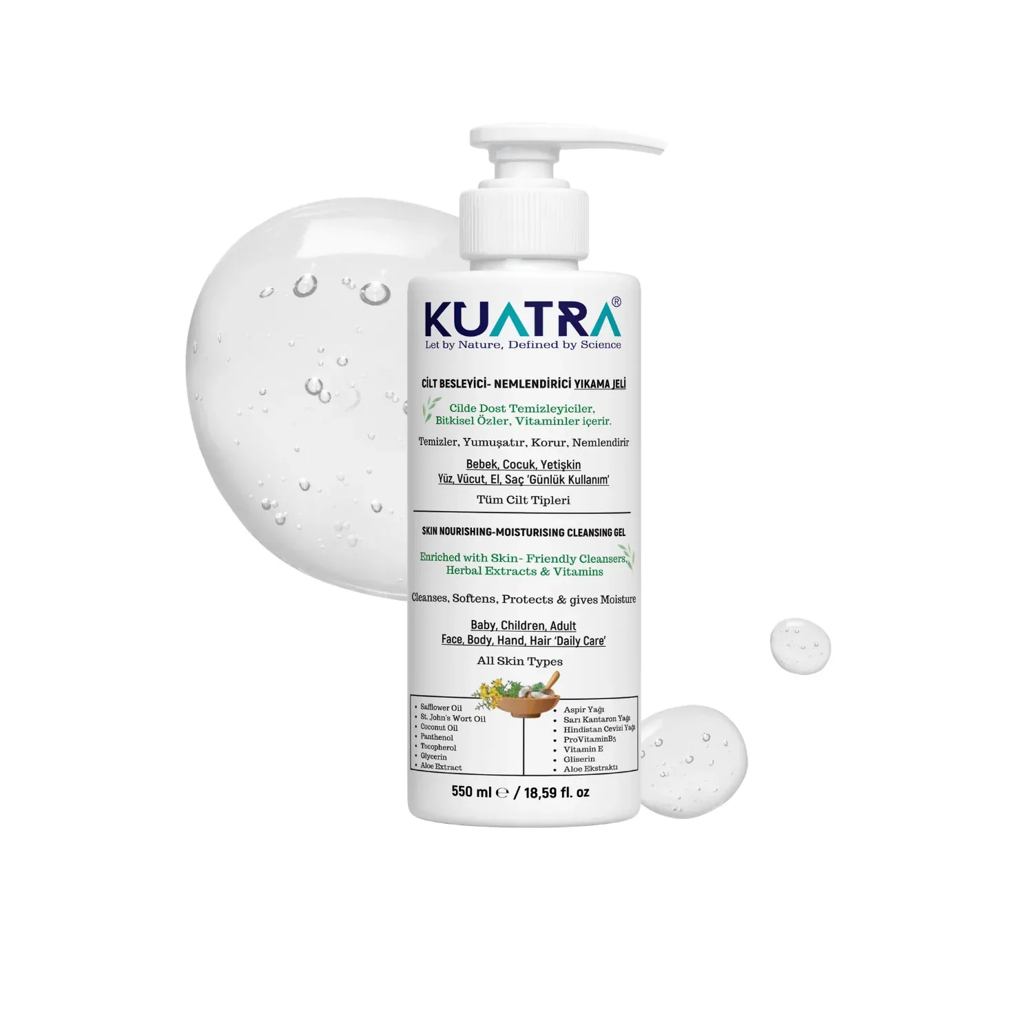 Kuatra Nemlendirici Besleyici Temizlik Jeli 550ml (Kokusuz)