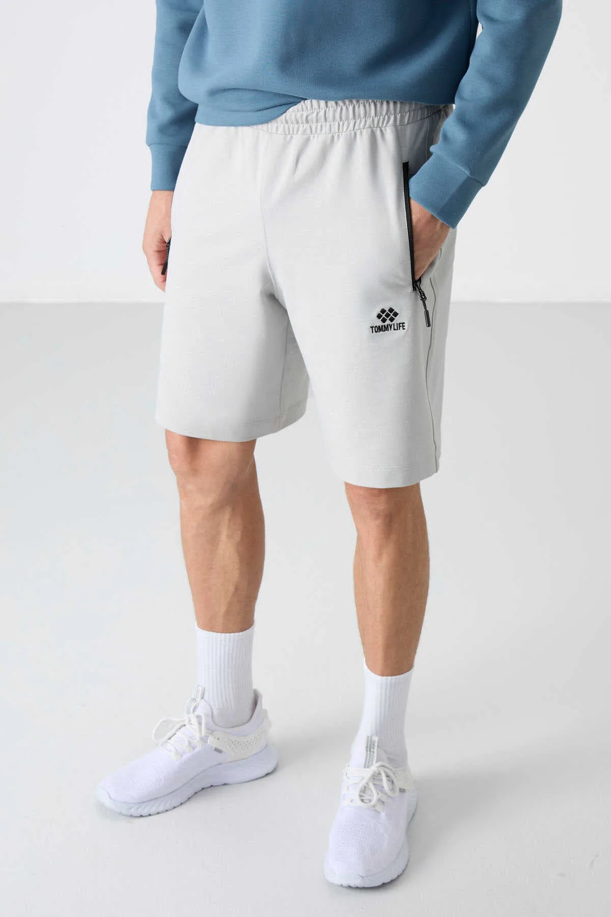 Tommylife Toptan Standart Kalıp Basic Erkek Şort 81136 Taş - TAŞ